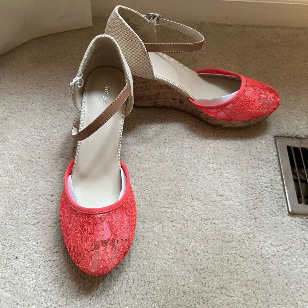 Apt.9 New Fuchsia/Beige Wedge Heels - image 1
